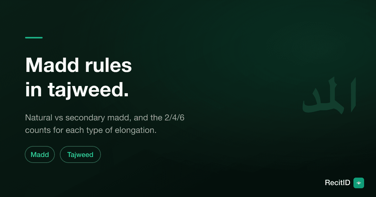 Madd Rules in Tajweed: Types of Madd (with Counts)